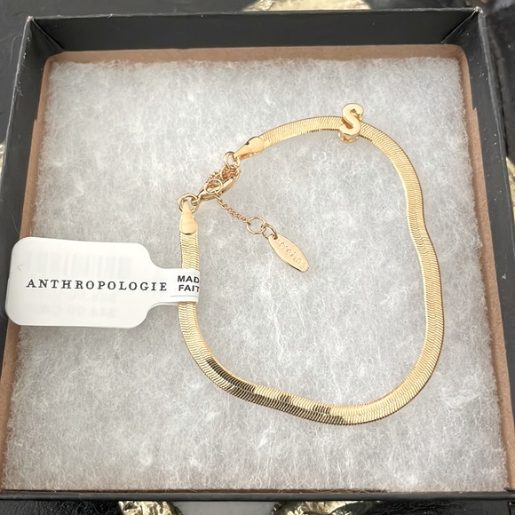 Anthropologie Jewelry - Gorgeous “S” monogram Anthropologie bracelet! Never worn brand new!